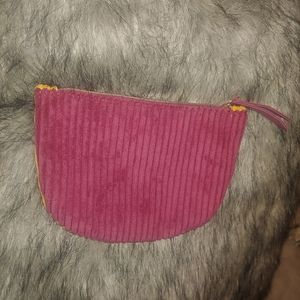 Ipsy Soft ribbed zip makeup bag yellow / berry